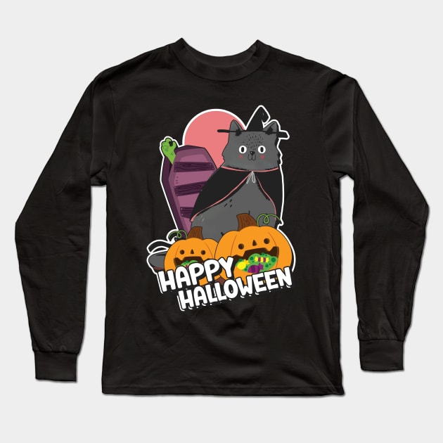 Happy Halloween Long Sleeve T-Shirt by ArtStopCreative